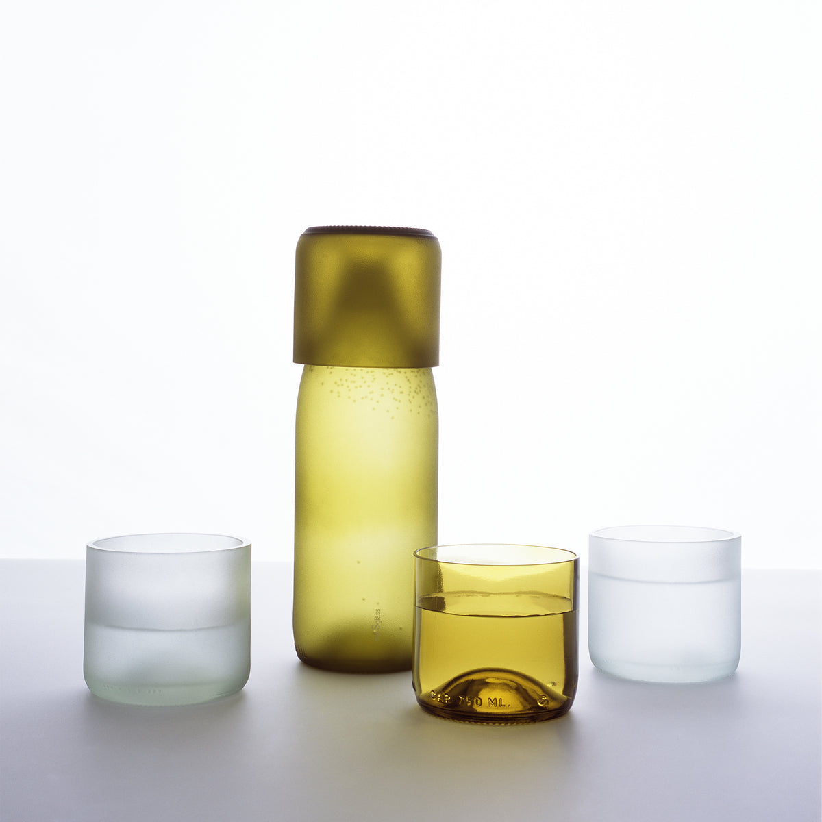 Recycled Glass Bedside Water Carafe and Drinking Glass Set